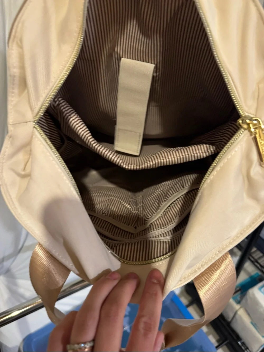 Beige & Tan Men's Tote Backpack